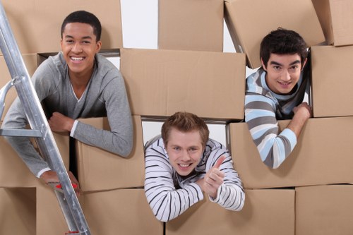 Packed boxes and furniture ready for a home relocation in Dulwich